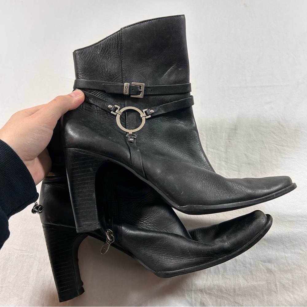 Harley-Davidson Black Heeled Leather Boots